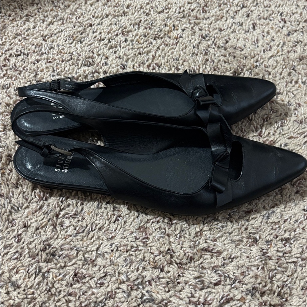 STUART WEITZMAN- leather slingback point-toe flats - Picture 3 of 5